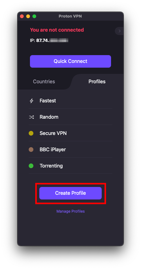 Create profile