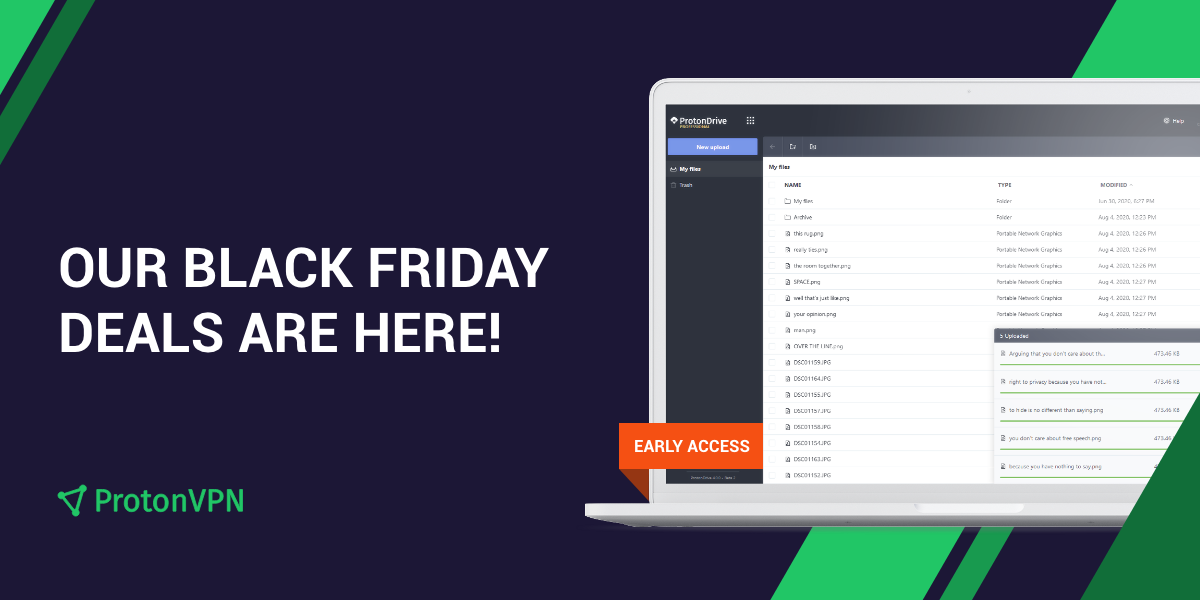 An illustration of the ProtonDrive beta, which you can access with our Black Friday deals.