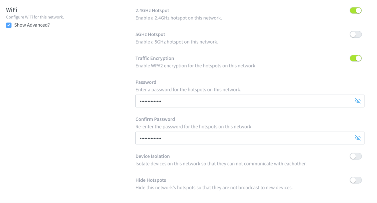 Screenshot of WiFi menu in Invizbox 2