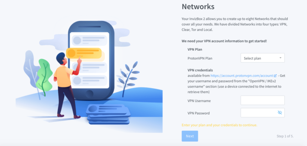 Screenshot of the Invizbox 2 Networks page