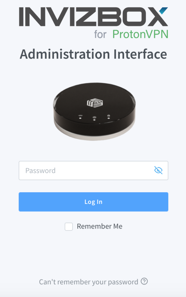 Screenshot of the Invizbox Administration Interface