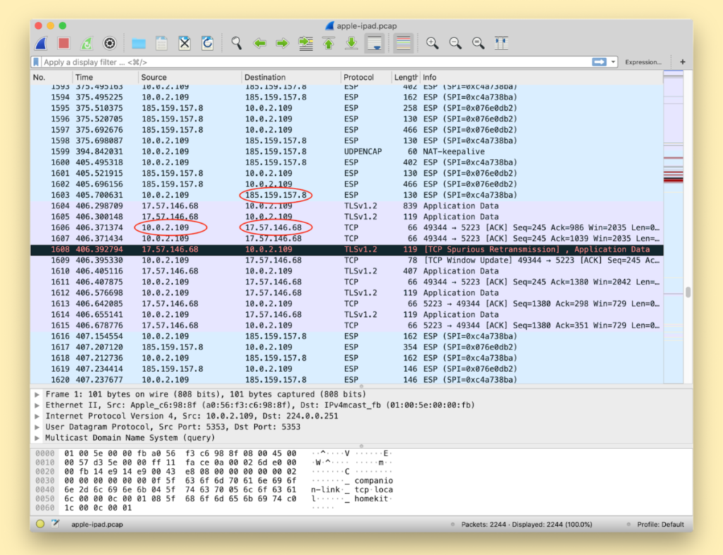 IOS device’s network traffic on wireshark