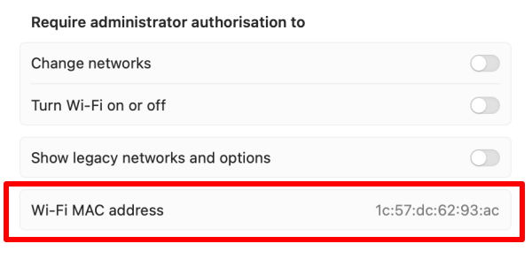 Find your MAC address on  macOS