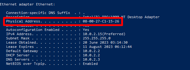 Find your MAC address on Windows