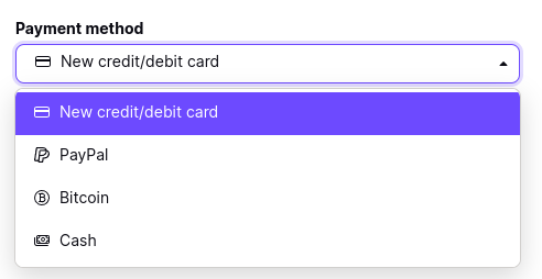 Select payment method