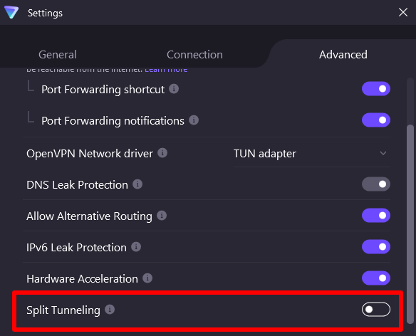 Enable split tunneling in Windows