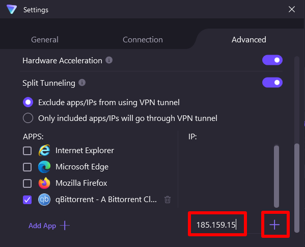 Add IP address