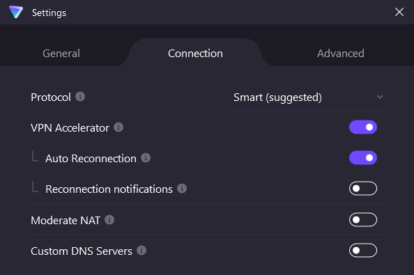 Connection settings