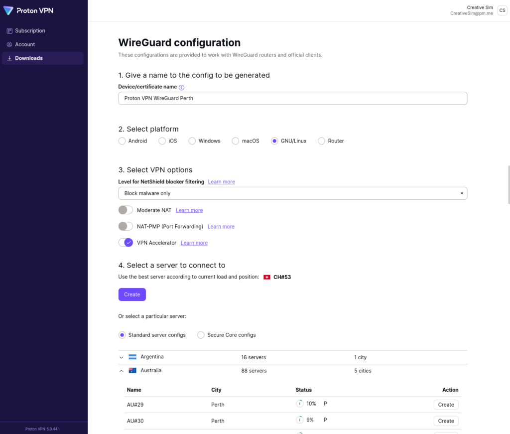 Configure your WireGuard preferences